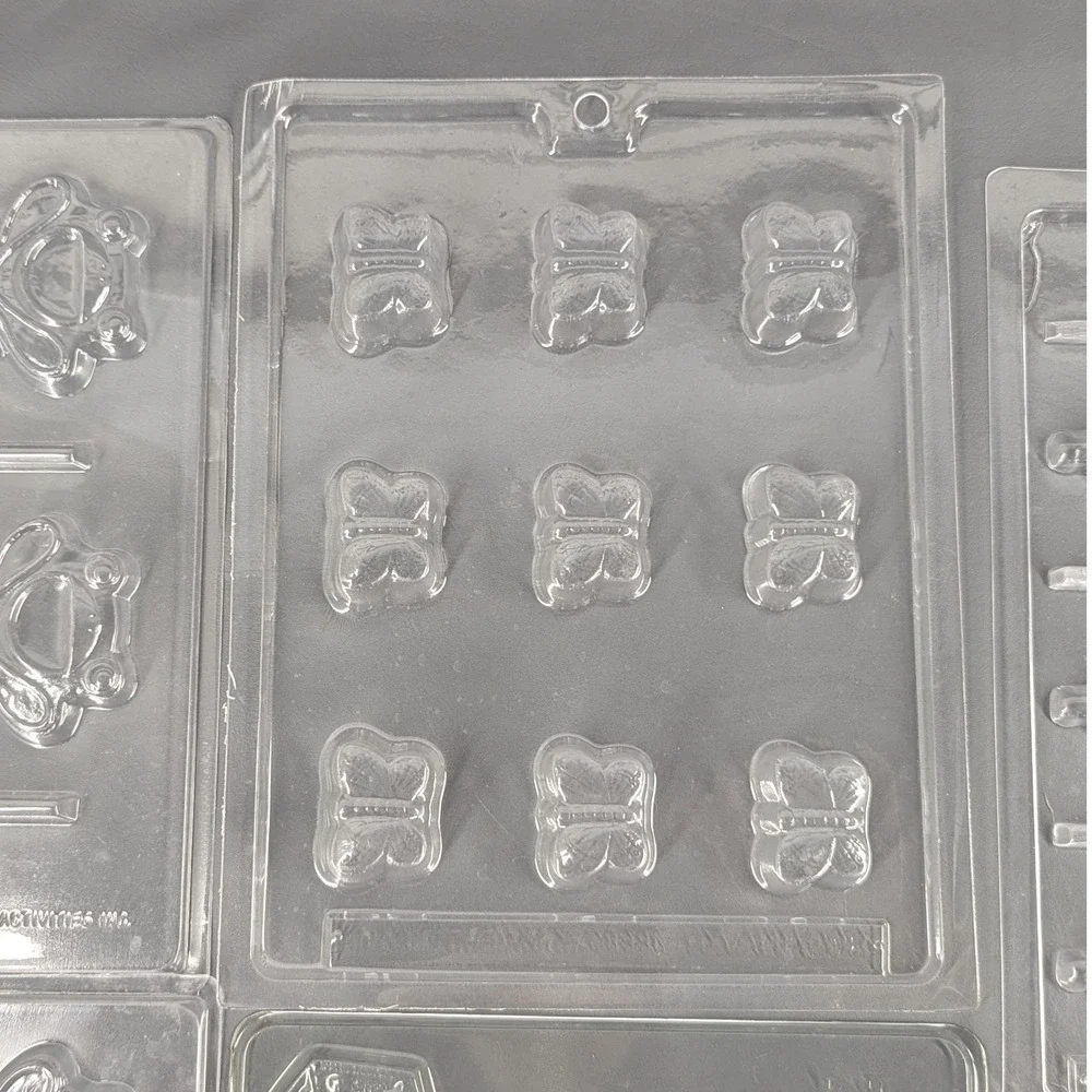 Vintage Plastic Chocolate Candy Mold Lot Butterfly Frog Syringe Block Croc